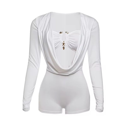 Ceara White Long Sleeve Romper