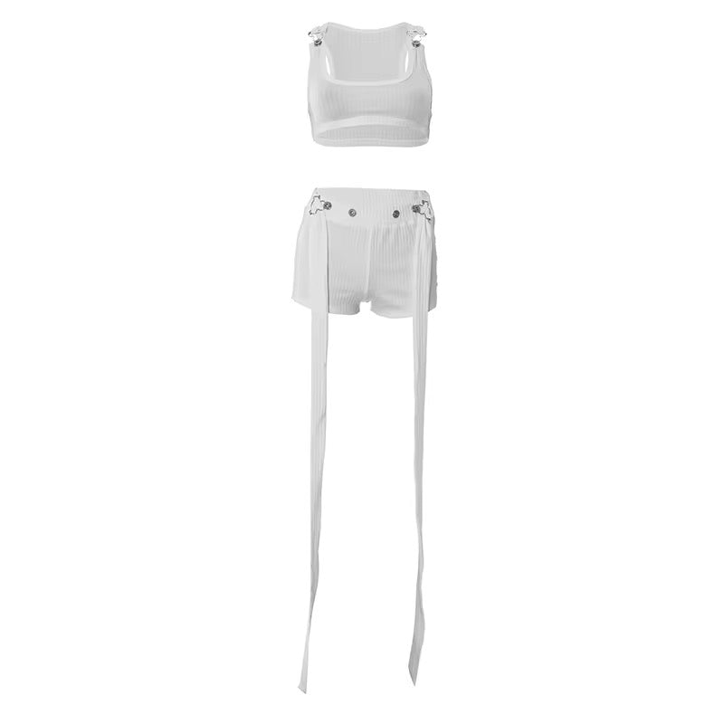 Rema White Two Piece Shorts Set