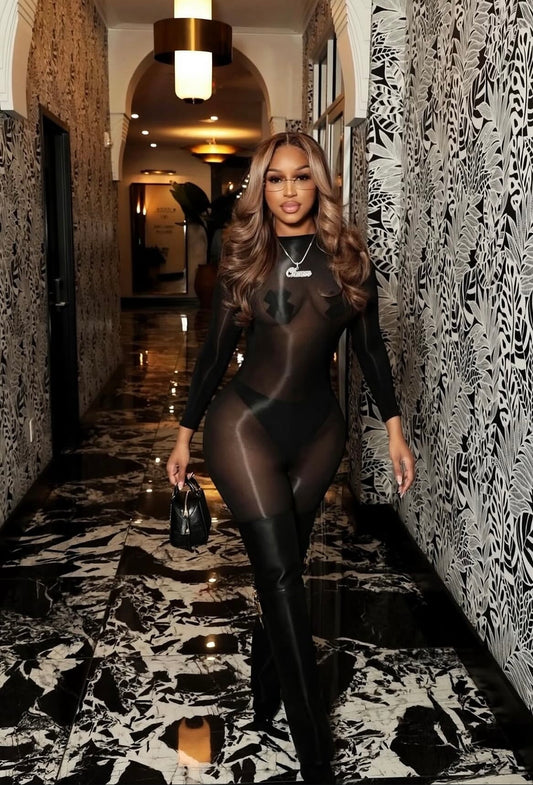 Zeus Body Black Mesh Jumpsuit