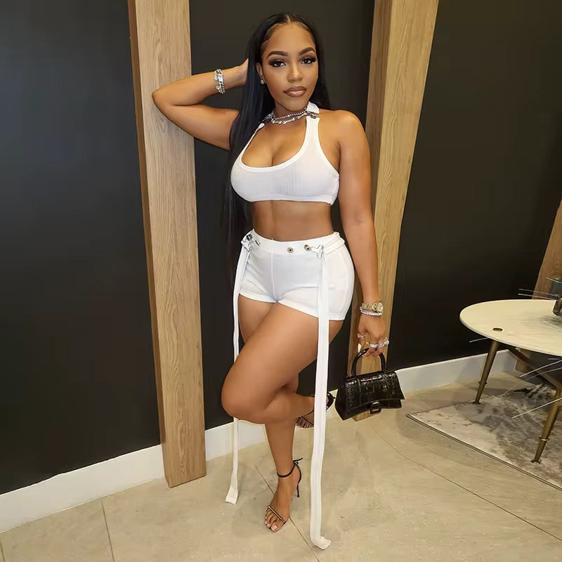 Rema White Two Piece Shorts Set