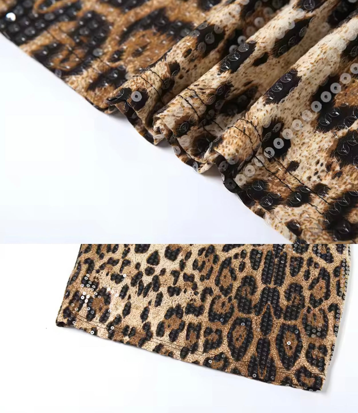 Valeria Tan Sequined Animal Print Mini Dress