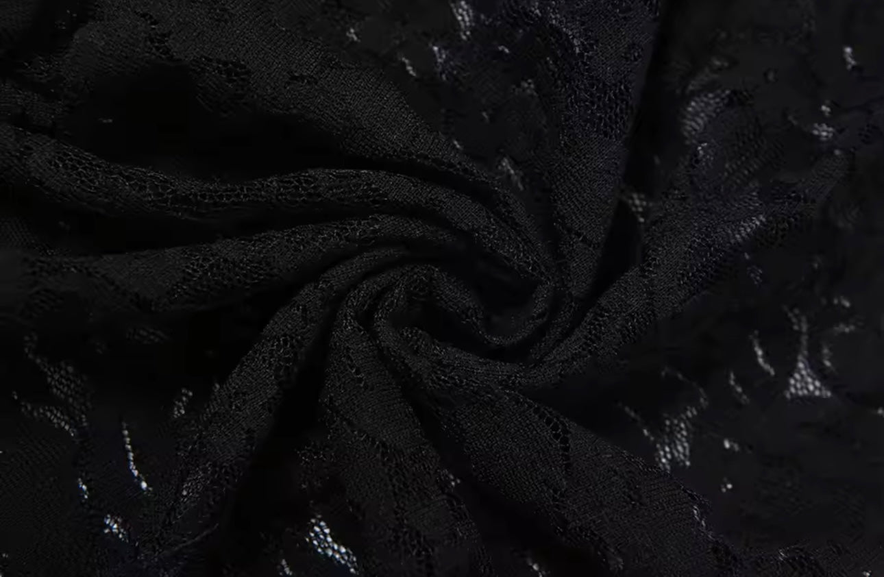 Ceia Black Backless Lace Romper