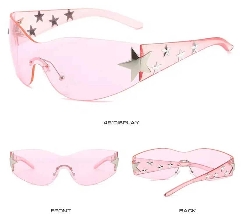 Please Me Pink Tint Silver Star Detail Shades