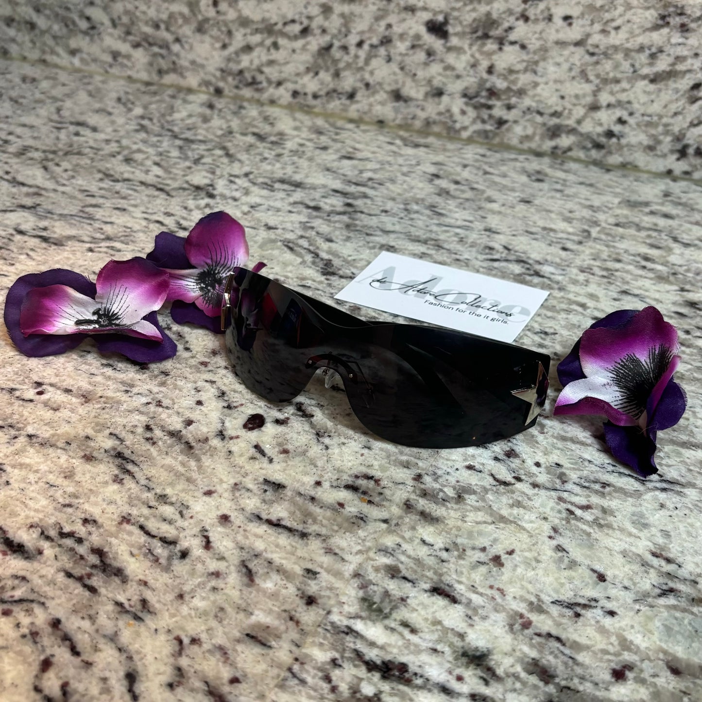 Please Me Black Tint Silver Star Detail Shades