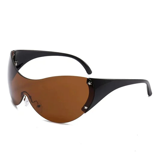 Careful Brown Tint Black Frame Silver Star Detail Shades