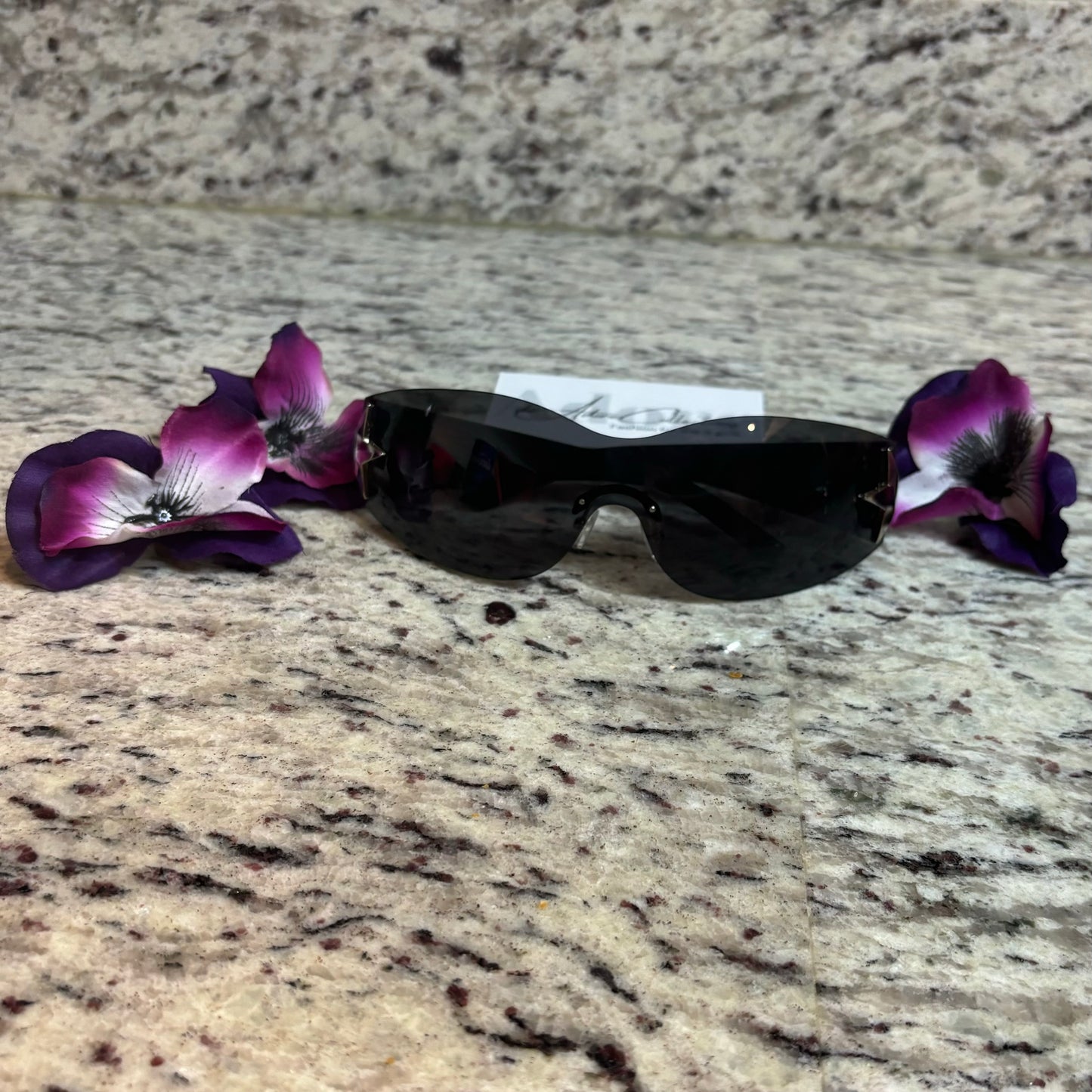 Please Me Black Tint Silver Star Detail Shades
