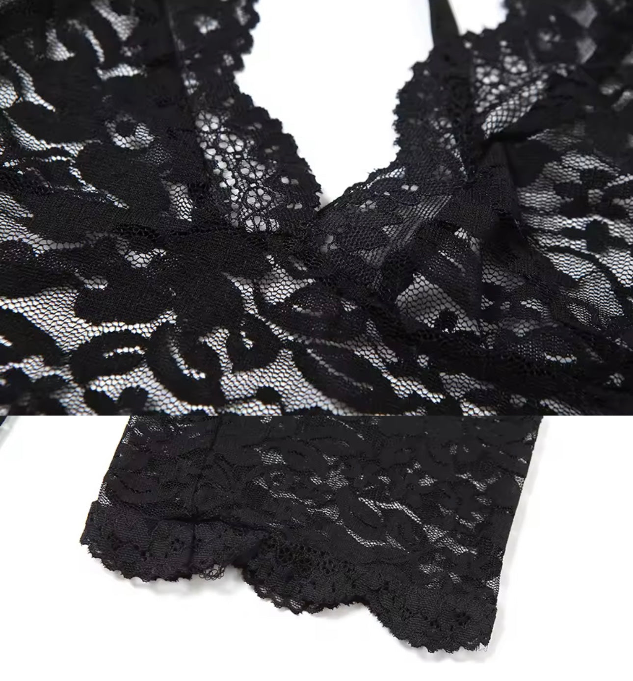 Ceia Black Backless Lace Romper