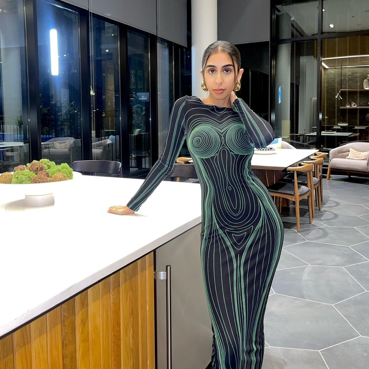 Roxe Black Green Maxi Dress