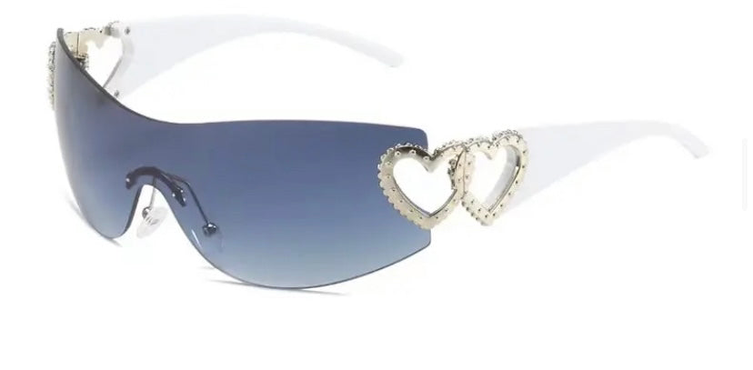 No Love Navy Blue Tint Silver Frame Shades