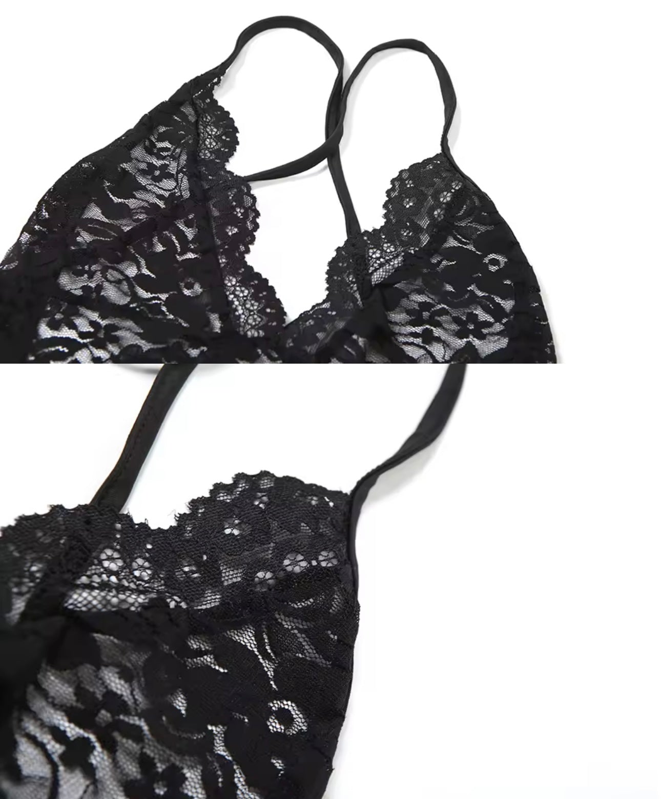 Ceia Black Backless Lace Romper