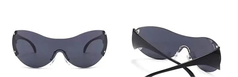 Careful Black Tint Black Frame Silver Star Detail Shades