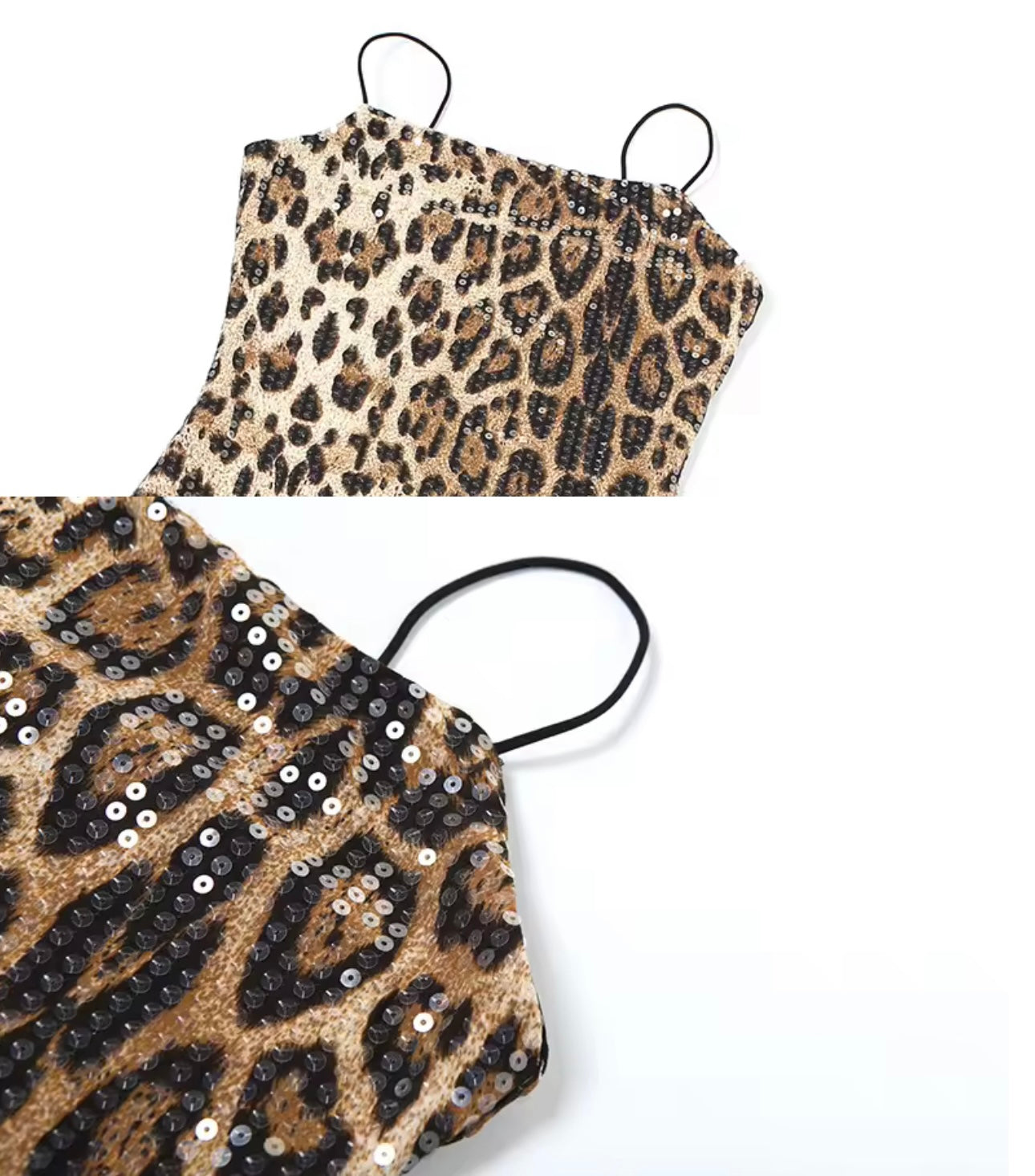Valeria Tan Sequined Animal Print Mini Dress