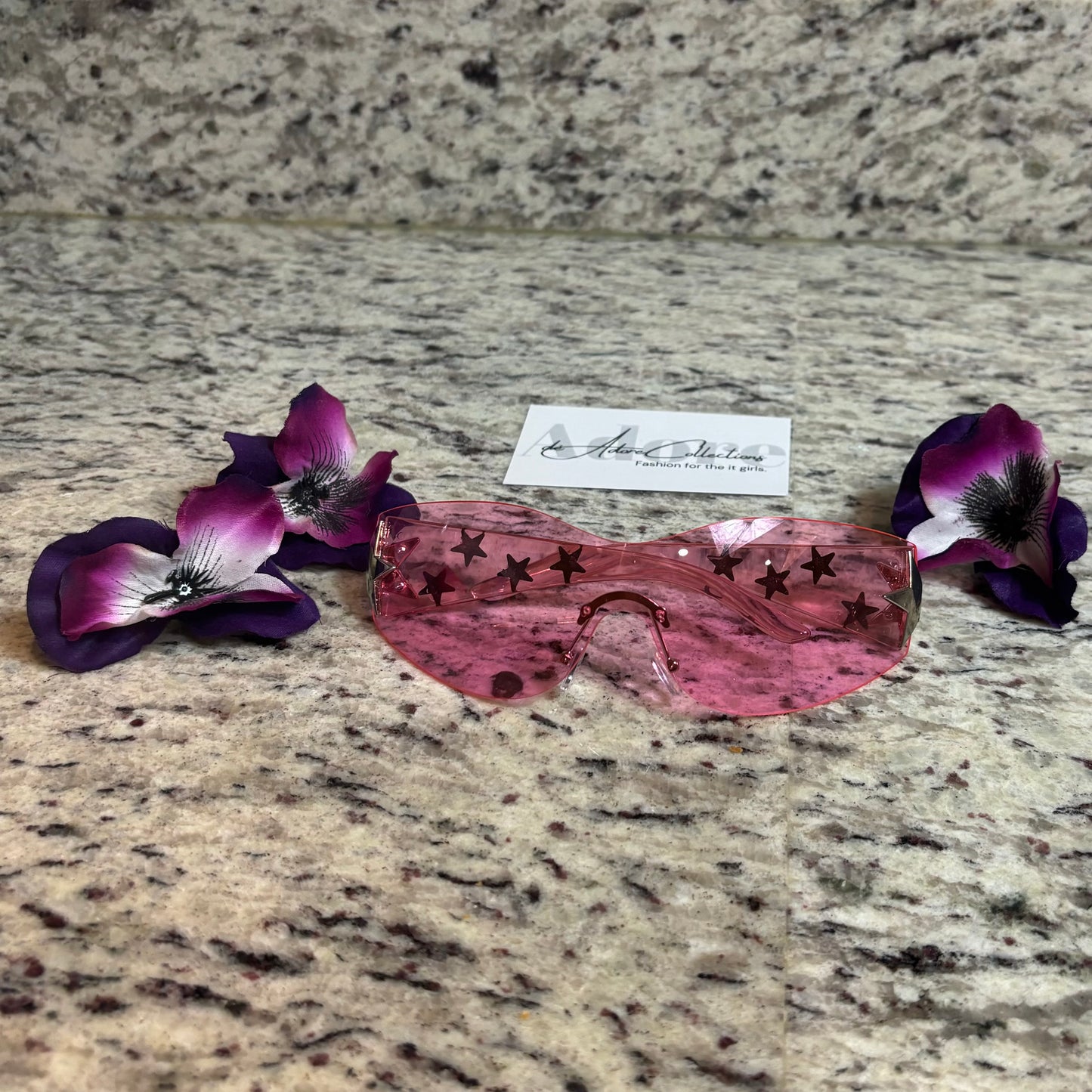 Please Me Pink Tint Silver Star Detail Shades