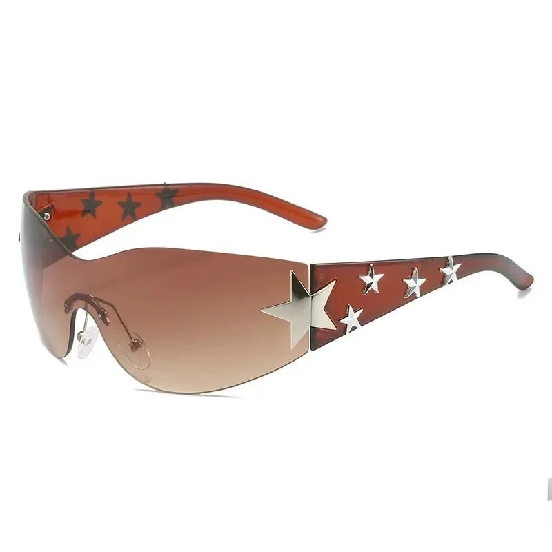 Please Me Brown Tint Silver Star Detail Shades