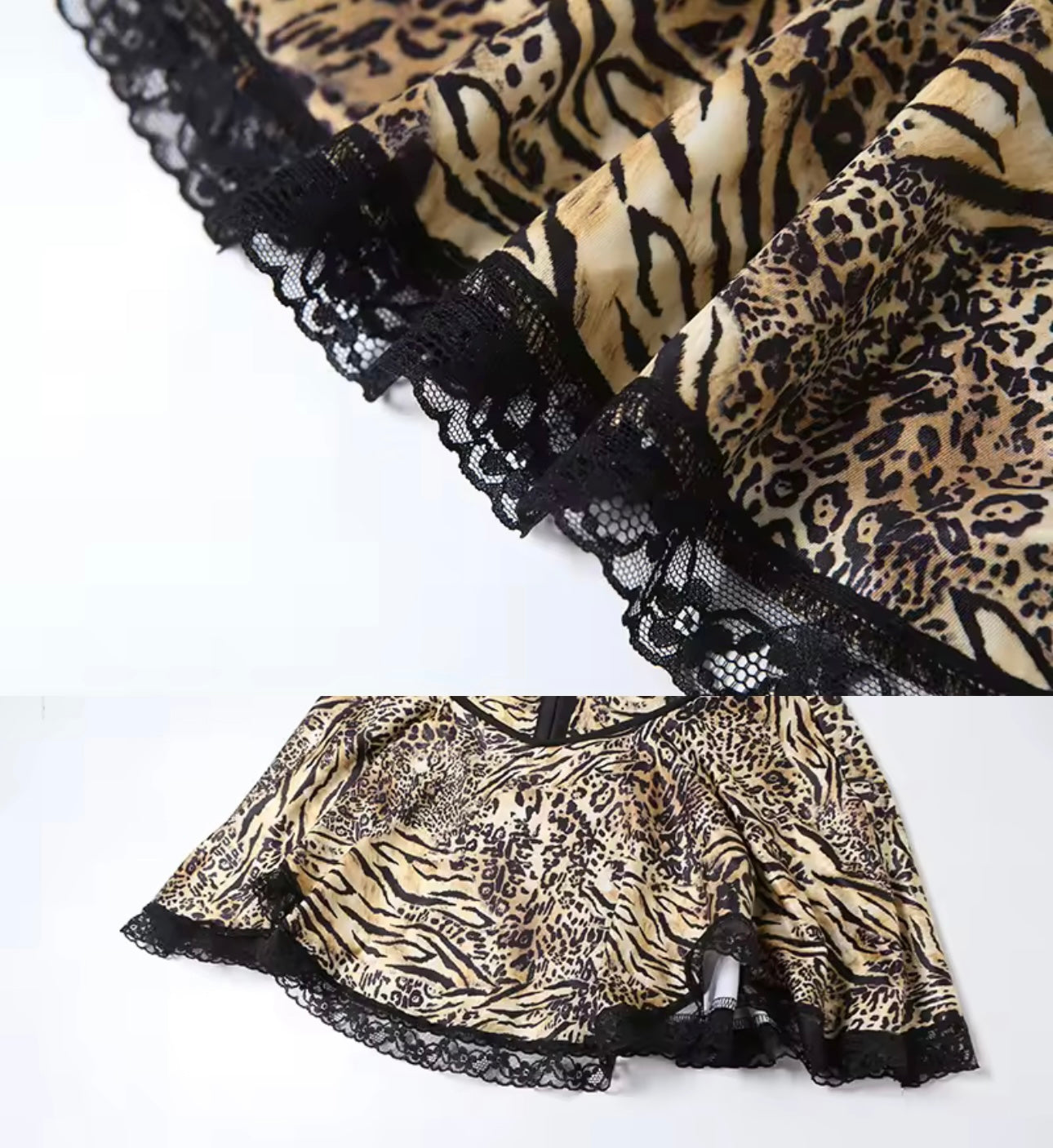 Giah Lace Corset Animal Print Mini Dress