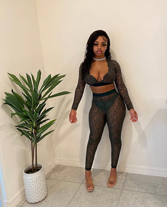 Hyla Black Lace Two Piece Set