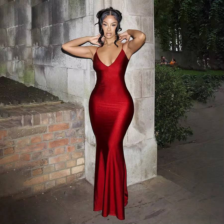 Charm Formal Backless Maxi Red Dress