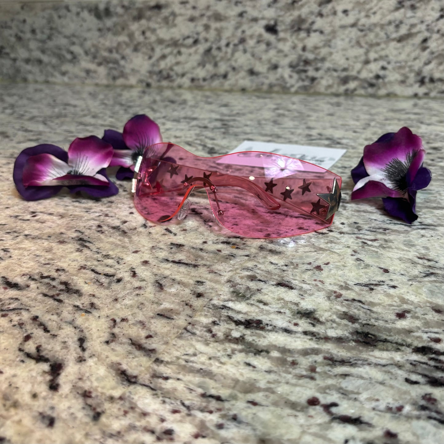 Please Me Pink Tint Silver Star Detail Shades