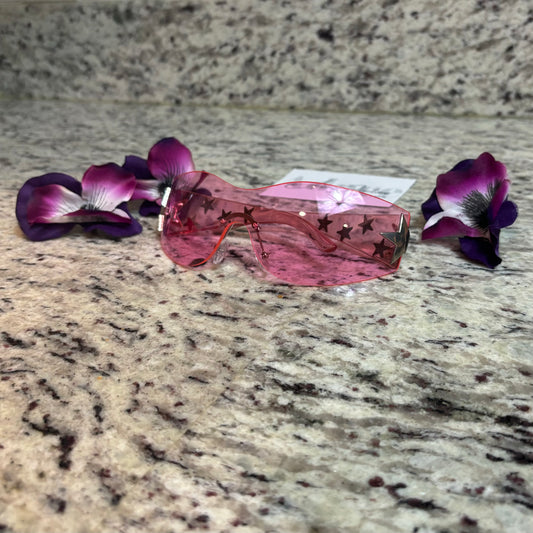 Please Me Pink Tint Silver Star Detail Shades