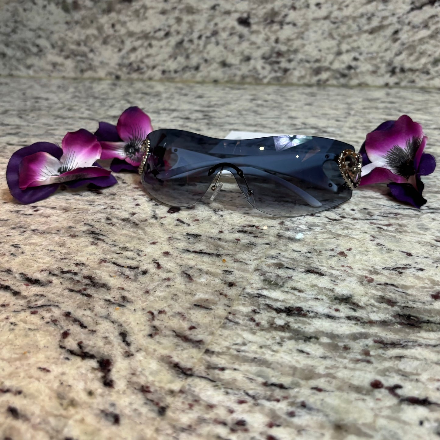 No Love Navy Blue Tint Silver Frame Shades