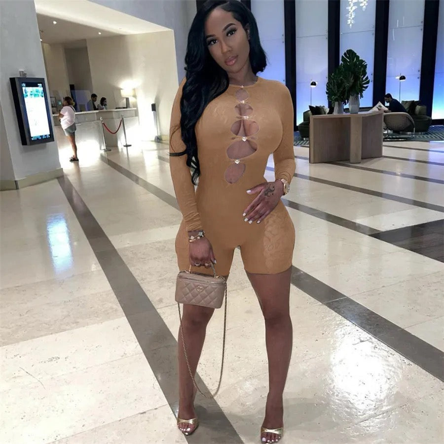 Amora Brown Poster Girl Romper