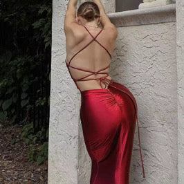 Asia Formal Backless Maxi Red Dress