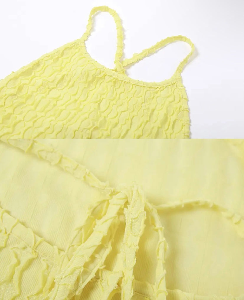 Razor Yellow Backless Tie Up Sundress
