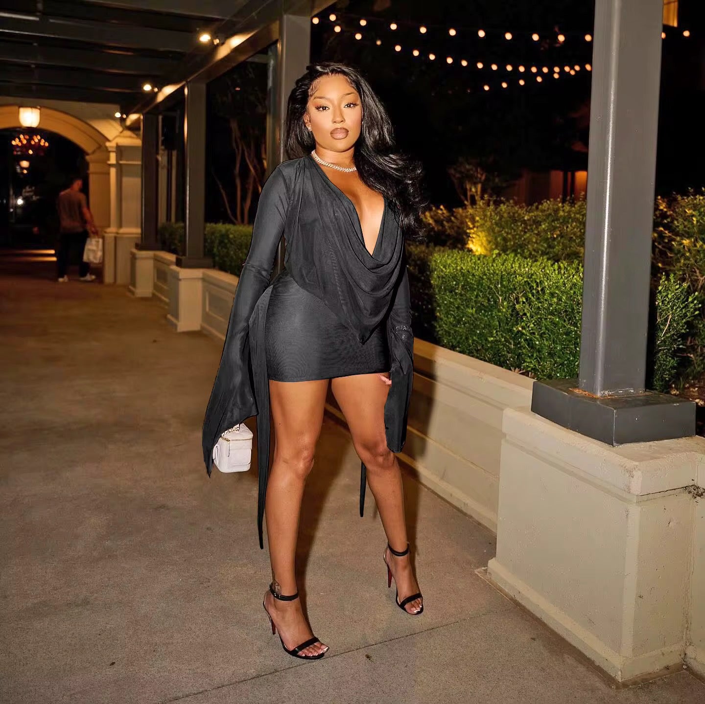 Ariel Elegant Black Mini Dress