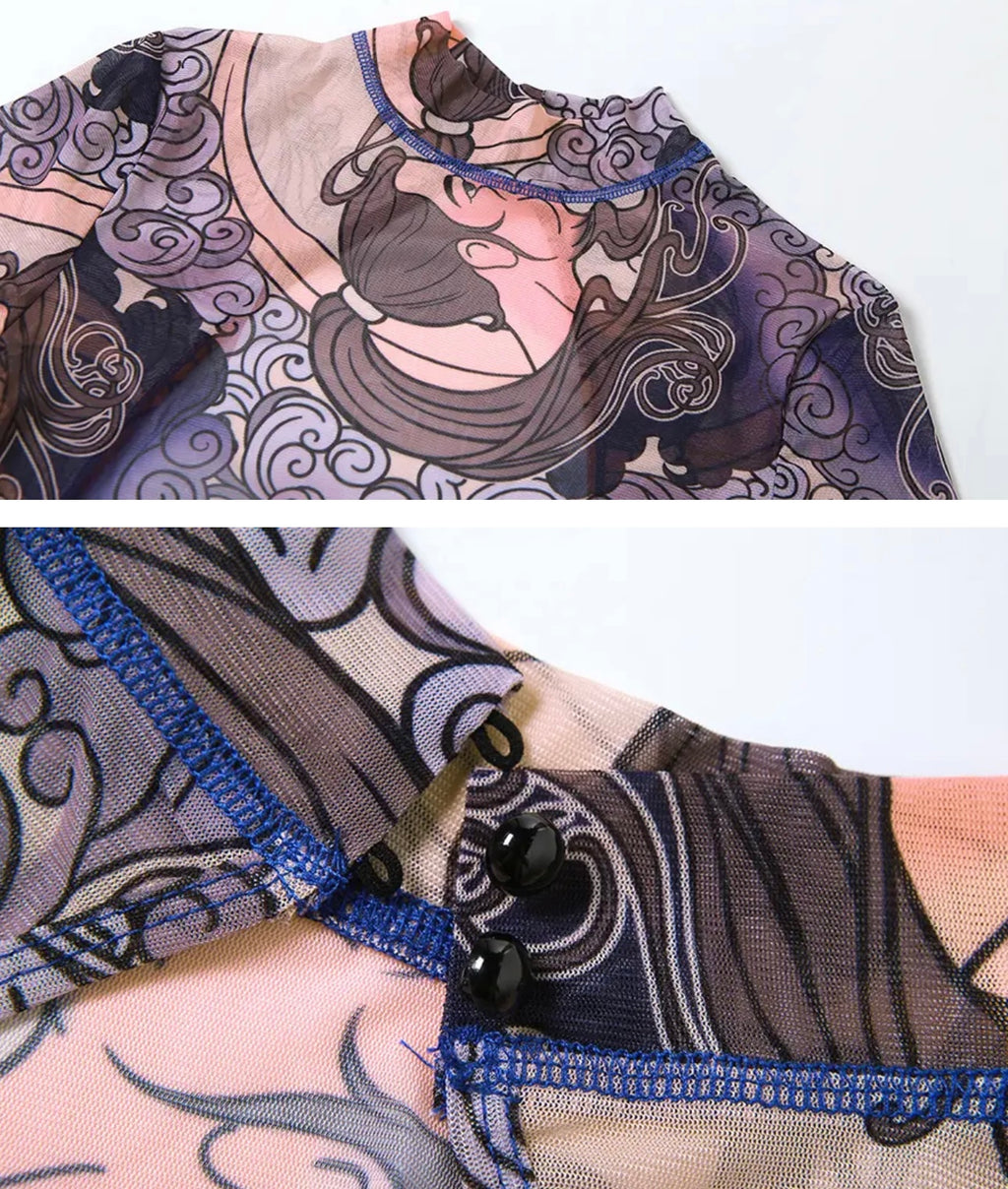 Venus Pink Blue Backless Jumpsuit