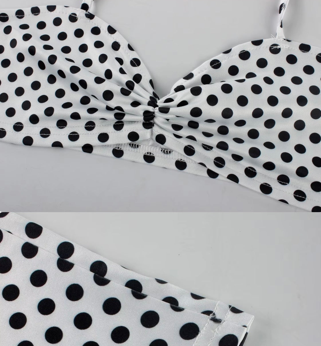 Sija White Two Piece Polka Dot Set