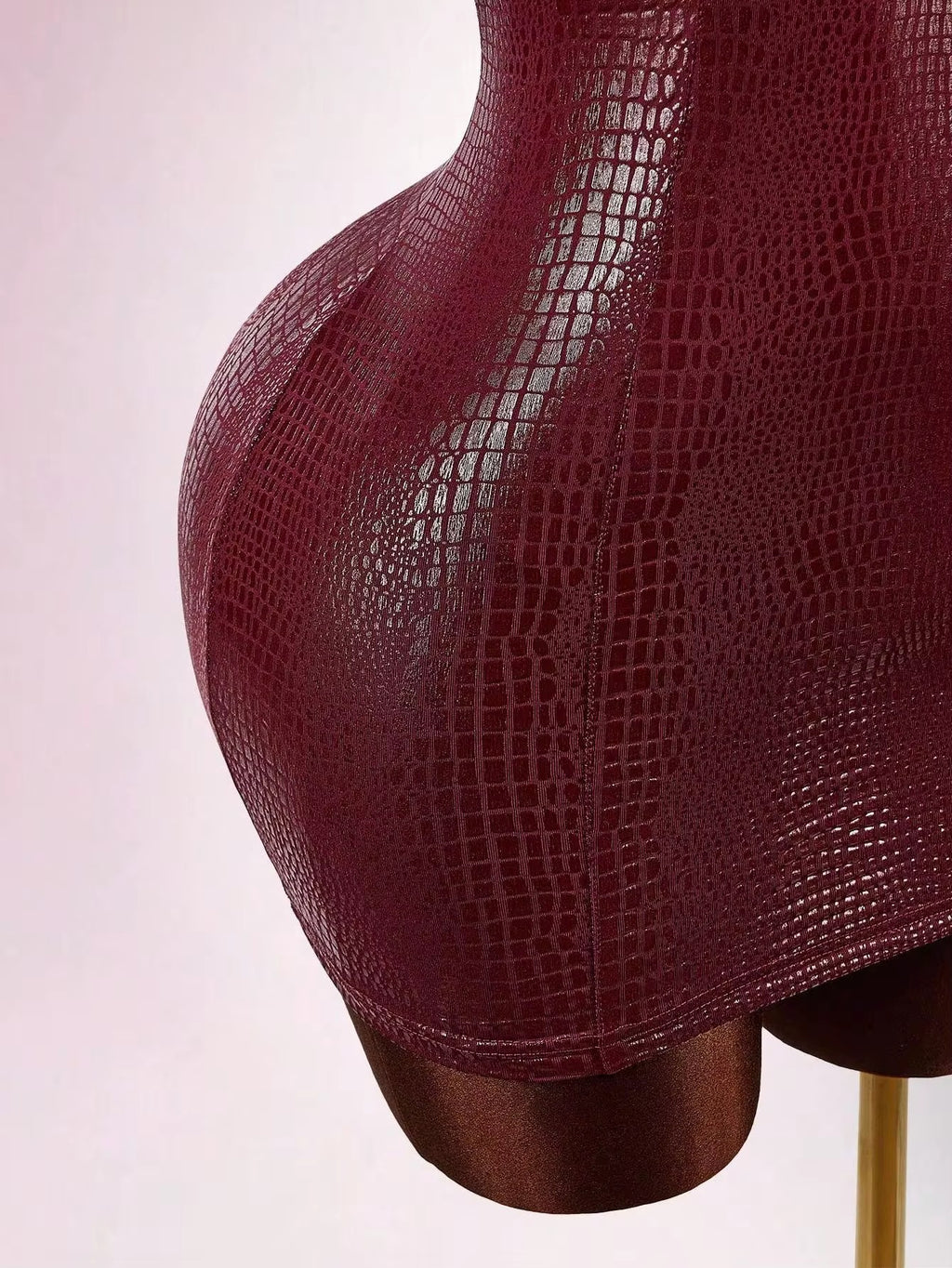 Gida Burgundy Snake Print Mini Dress