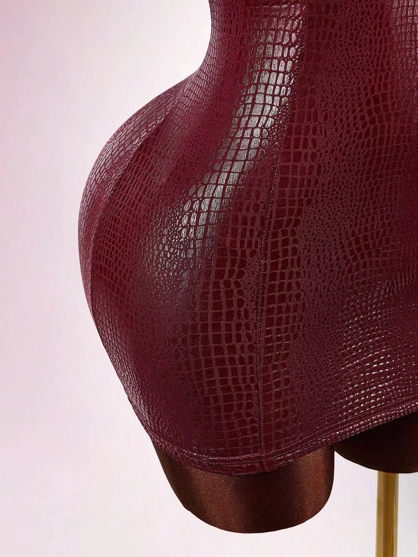 Gida Burgundy Snake Print Mini Dress