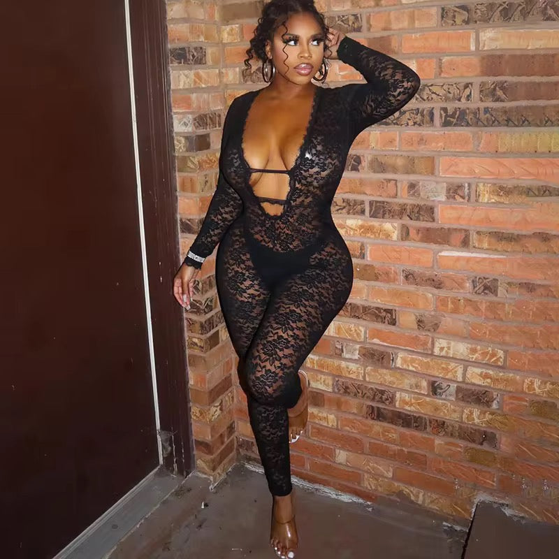 Naia Black Lace Jumpsuit