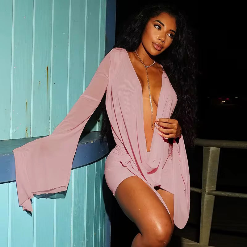 Ariel Elegant Pink Mini Dress