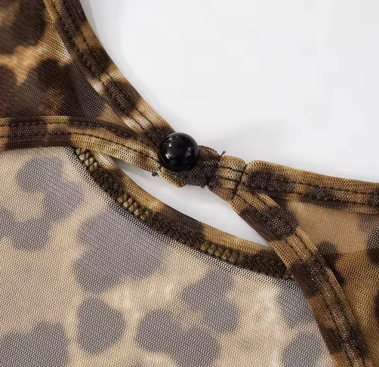 Yioa Leopard Print Backless Romper