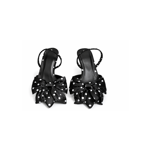 Black Polka Dot Mini Heels with Bow