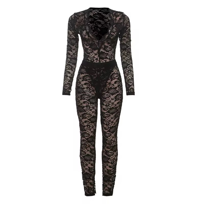 Driya Black Lace Jumpsuit