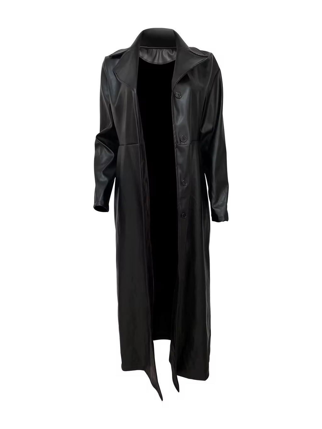 Foxxi Black Leather Trench Coat