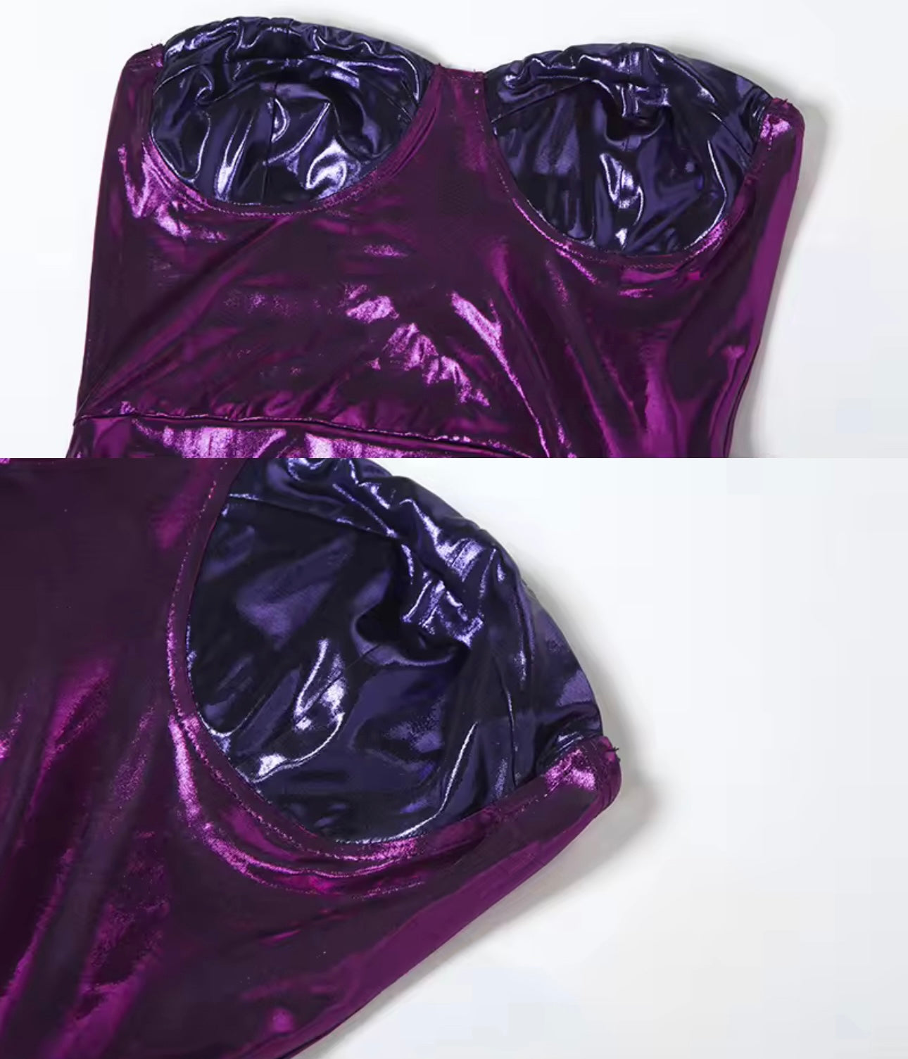 Emily Purple Shoulderless Metallic Mini Dress