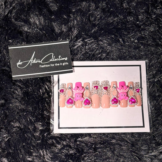 Pink Teddy Press On Nails