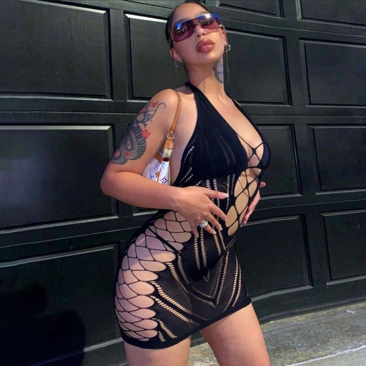 Lai Black Poster Girl Backless Mini Dress