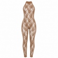 Jaei Brown Backless Lace Jumpsuit