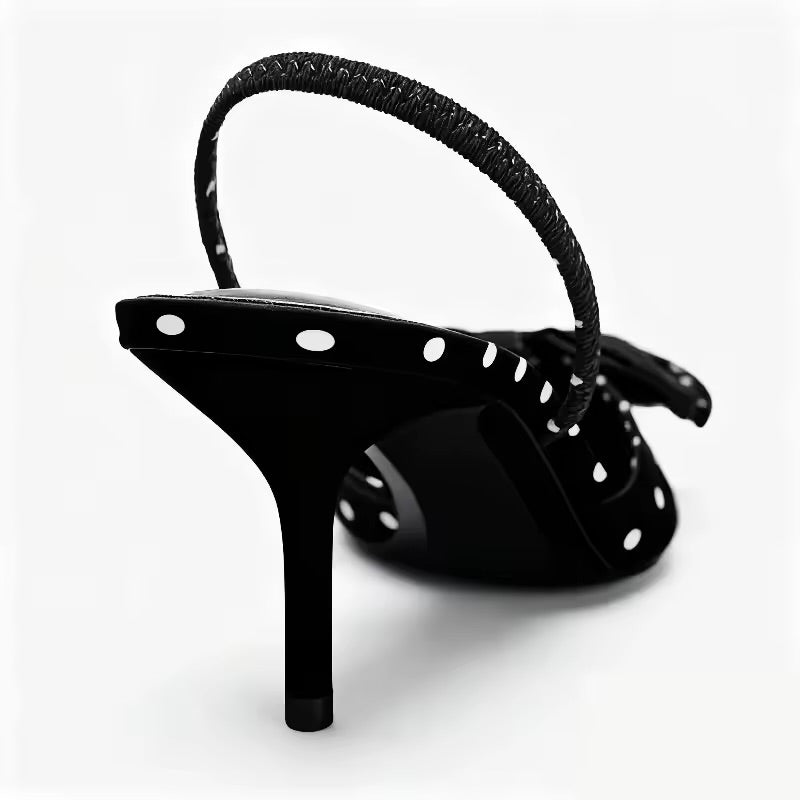 Black Polka Dot Mini Heels with Bow