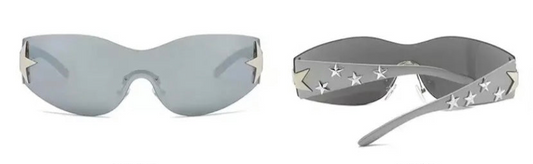 Please Me Gray Tint Silver Star Detail Shades