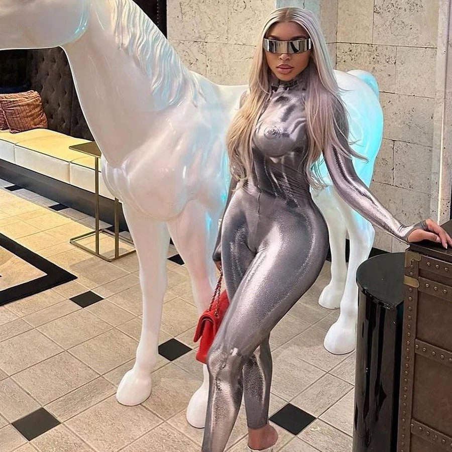 Rozay Gray Bodyprint Jumpsuit