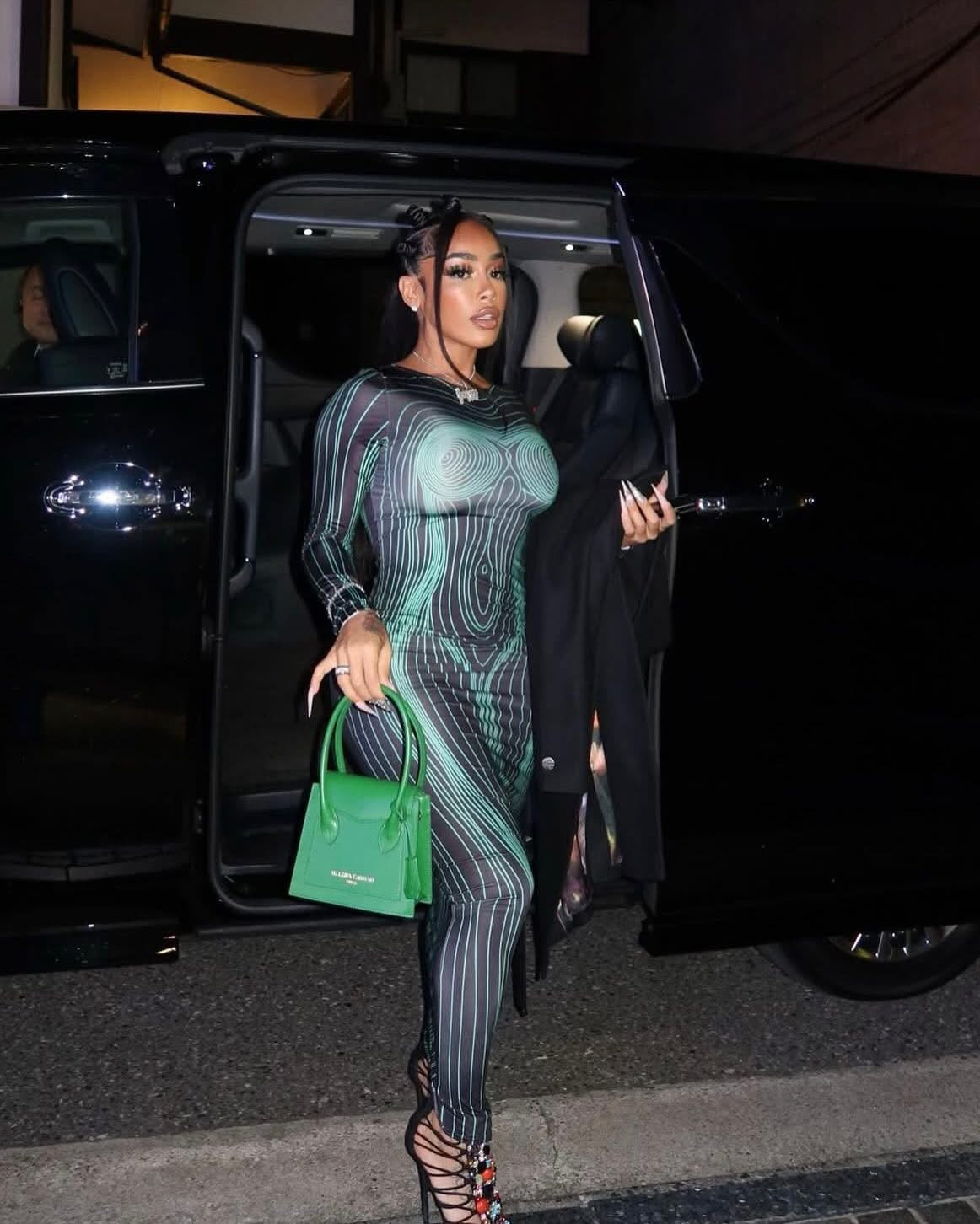 Roxe Black Green Maxi Dress