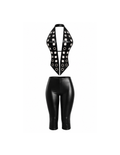 Otia Black Holey Two Piece Leather Set