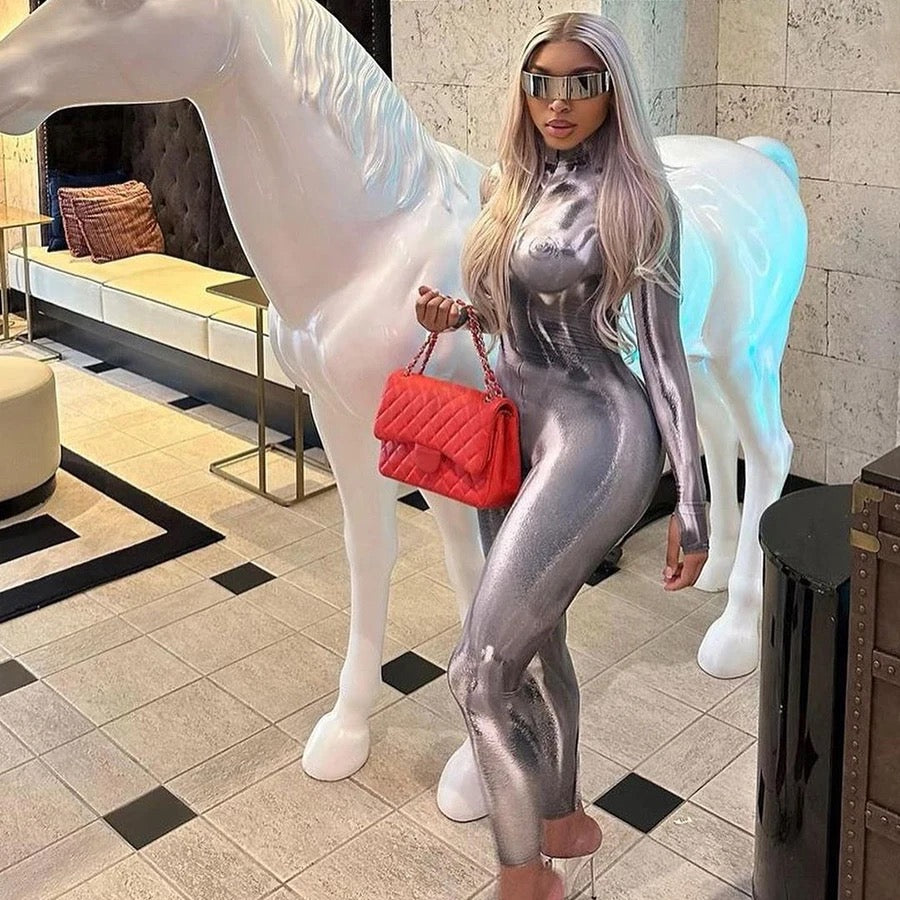 Rozay Gray Bodyprint Jumpsuit