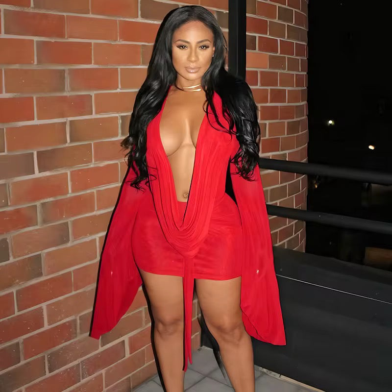 Ariel Elegant Red Mini Dress