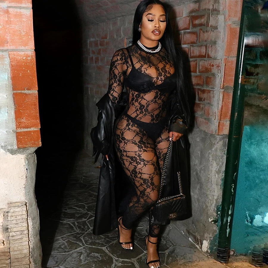 Lele Black Lace Jumpsuit